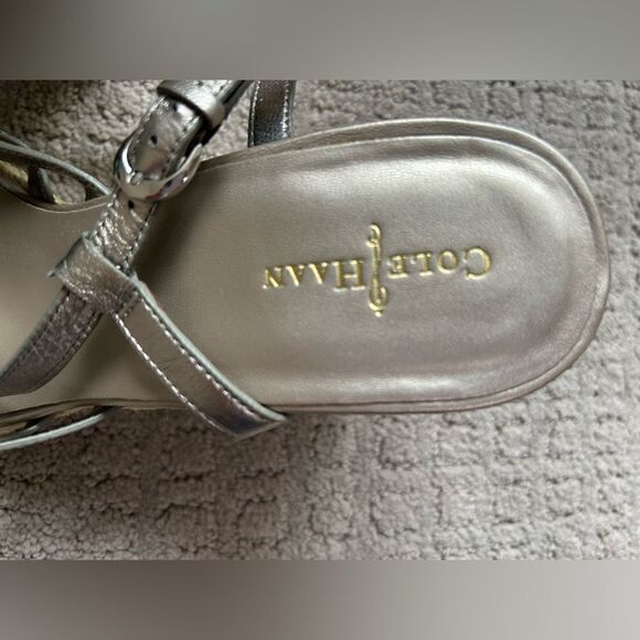 Cole Haan Sandals Meadow Strap Wedge II Metallic Strappy Spadrilles - Picture 2 of 10